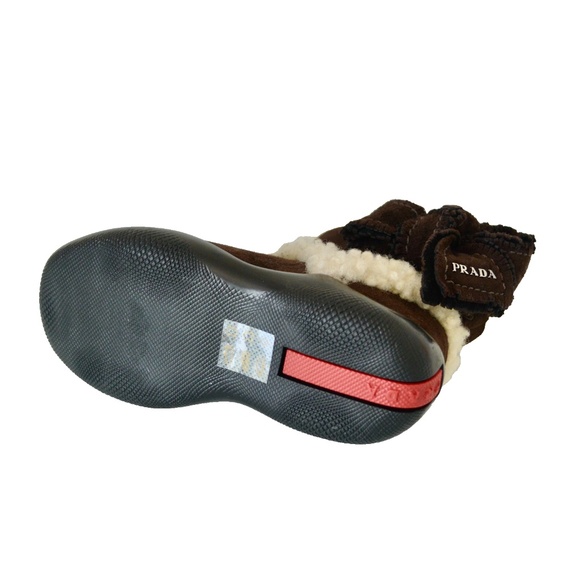 NIB AUTHENTIC PRADA SHEARLING GIRLS BOOTS - Picture 5 of 6